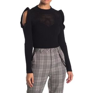 Honey Punch Ruffle Cold Shoulder Crop Sweater